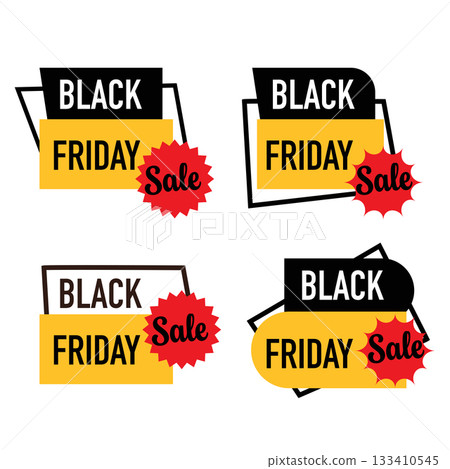 Black Friday Sale Modern Geometric Outline Badge Banner Collection.Vector illustration. 133410545