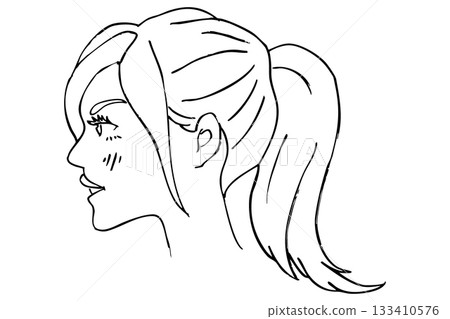 女性臉部的簡單線條畫 | 美麗的女性、時尚和美容設計素材 女性臉部的簡單線條畫 | 美麗的女性、時尚和美容設計素材 133410576