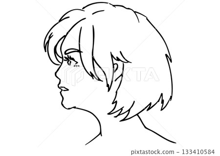 女性臉部的簡單線條畫 | 美麗的女性、時尚和美容設計素材 133410584