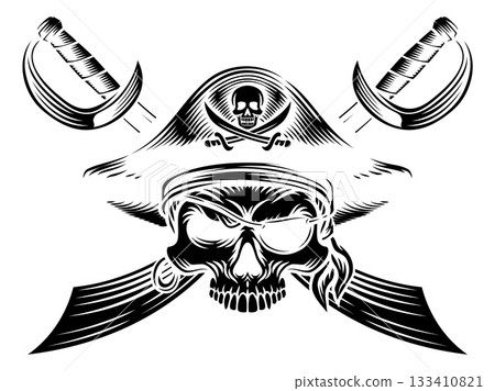 Skull Pirate Crossbones Cross Cutlass Swords 133410821