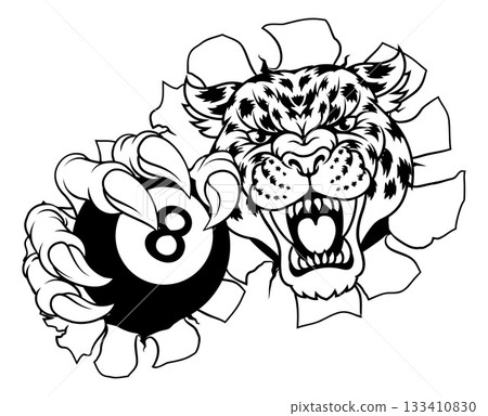 Jaguar Leopard Cheetah Pool Billiards Ball Mascot Jaguar Leopard Cheetah Pool Billiards Ball Mascot 133410830