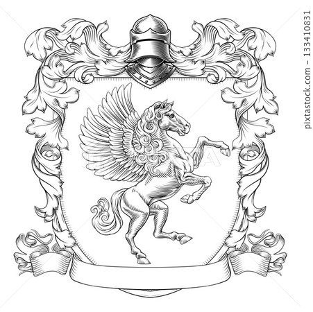 Coat of Arms Crest Pegasus Horse Heraldic Shield 133410831