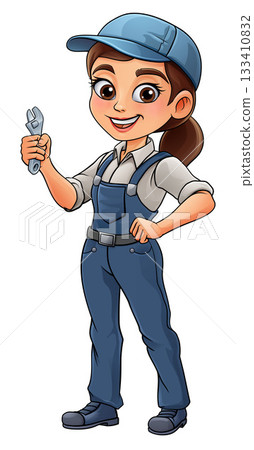 Woman Female Spanner Wrench Mechanic Plumber 133410832