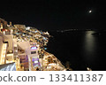 美麗的歐洲夜景，菲拉，聖托里尼島，希臘 133411387