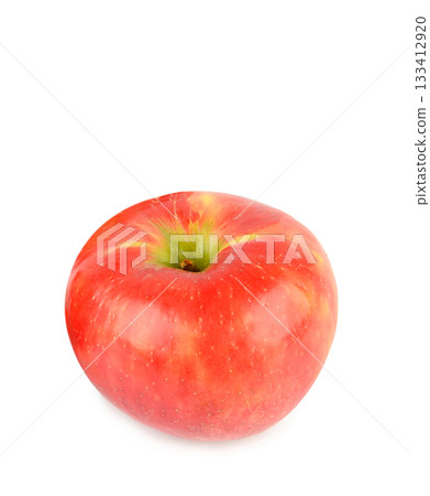 Fresh Red Apple with Stem Isolated on White Background 133412920