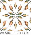 A seamless pattern of orange roses buds in a vintage style. Watercolor illustration hand drawn and isolated on a white background. Perfect for decorating packaging, wrapping paper, textiles, and more 133413348