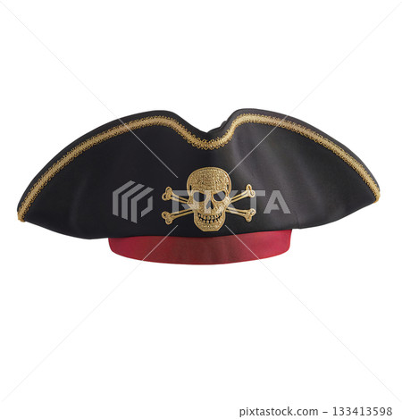 Pirate Hat With Gold Trim and Skull Design for Costume Play or Themed Events 133413598