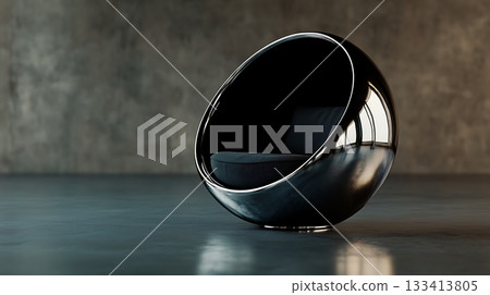 Futuristic chair with black shiny surface and minimalistic design Futuristic chair with black shiny surface and minimalistic design 133413805