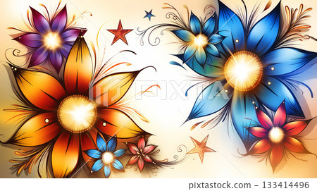 Colorful Floral Abstract Art for Indian Celebrations 133414496