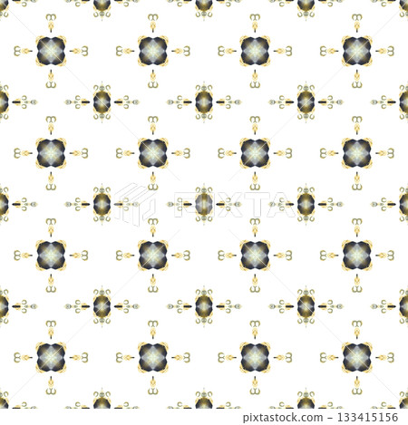 Seamless repeating pattern featuring watercolor abstract motifs arranged in delicate symmetrical composition on a white background, creating a light decorative texture for creative design projects Seamless repeating pattern featuring watercolor abstract motifs arranged in delicate symmetrical composition on a white background, creating a light decorative texture for creative design projects 133415156