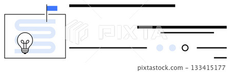 Light bulb on a paper pinned with a blue flag, symbols of innovative ideas and progress tracking. Ideal for project management, idea development, innovation, progress tracking, goal setting, business Light bulb on a paper pinned with a blue flag, symbols of innovative ideas and progress tracking. Ideal for project management, idea development, innovation, progress tracking, goal setting, business 133415177