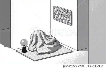 Sensory Room Corner. A shot of a living room corner designed as a small sensory or chill-out space. It features 133415934