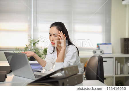 Tired Business woman in office Tired Business woman in office 133416030