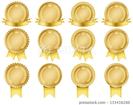 Ribbon and laurel medal 133416280