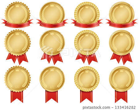 Ribbon and laurel medal 133416282