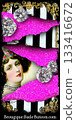 Vintage glamour collage with woman portrait pink glitter and gems 133416672