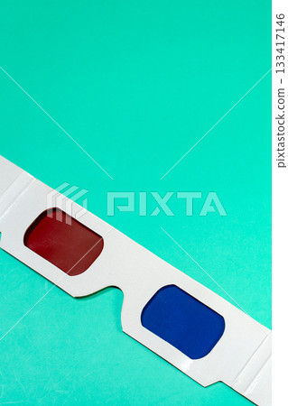 3D glasses with red and blue lenses, perfect for enjoying the latest cinematic experience. 133417146