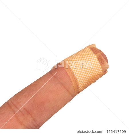 wound plaster finger wound isolated on white background wound plaster finger wound isolated on white background 133417309
