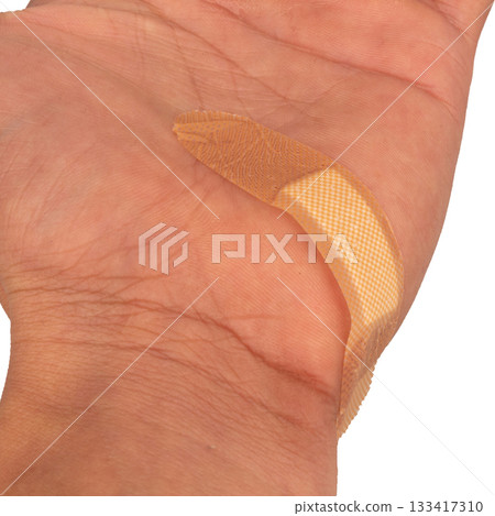 wound plaster hand wound isolated on white background wound plaster hand wound isolated on white background 133417310