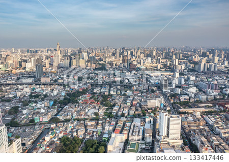A view from above provides a stunning look at the urban landscape of Bangkok. A view from above provides a stunning look at the urban landscape of Bangkok. 133417446