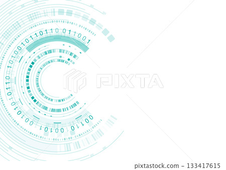 Hi-tech background with circular geometric elements and binary code Hi-tech background with circular geometric elements and binary code 133417615