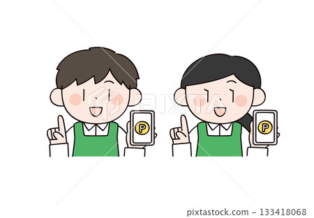 超市男女店員插圖及重點 133418068