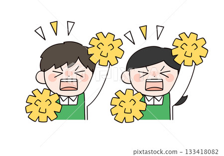 超市男女店員歡呼的插圖 133418082