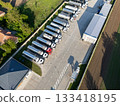 Fleet of trucks with tank trailers. 133418195