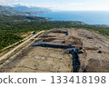 Aerial view of waste disposal on the seacoast. 133418198