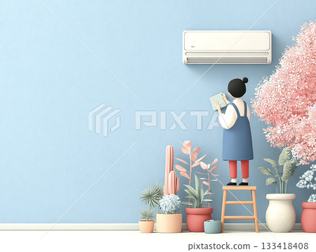 Miyu Series: Miyu cleaning a commercial air conditioner 133418408