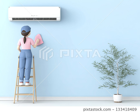 Miyu Series: Miyu cleaning a commercial air conditioner 133418409