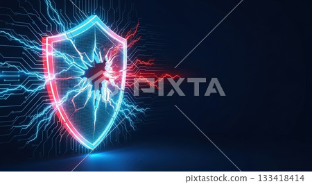 Warning scene showing that internet security is exposed to cyber attacks 133418414