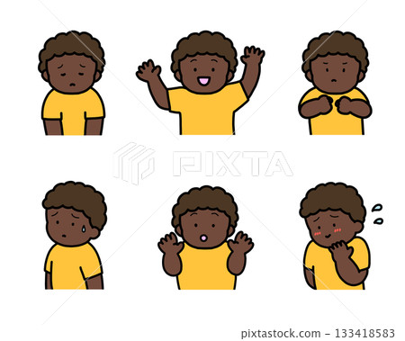 Children's Emotional Expression Illustration Set vol.1 (6 types, upper body) 133418583