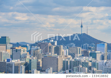 Seoul, South Korea - 21 Nov 2025 : View of downtown cityscape and Seoul tower in Seoul, South Korea Seoul, South Korea - 21 Nov 2025 : View of downtown cityscape and Seoul tower in Seoul, South Korea 133418692