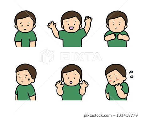 Children's Emotional Expression Illustration Set vol.1 (6 types, upper body) 133418779