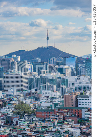 Seoul, South Korea - 21 Nov 2025 : View of downtown cityscape and Seoul tower in Seoul, South Korea Seoul, South Korea - 21 Nov 2025 : View of downtown cityscape and Seoul tower in Seoul, South Korea 133419057