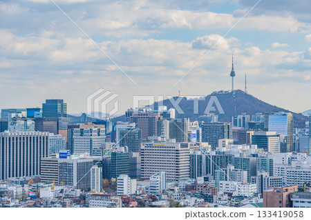 Seoul, South Korea - 21 Nov 2025 : View of downtown cityscape and Seoul tower in Seoul, South Korea Seoul, South Korea - 21 Nov 2025 : View of downtown cityscape and Seoul tower in Seoul, South Korea 133419058