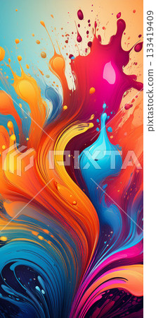 A smooth gradient background transitioning from light to dark, with multicolored spills and drips flowing across the surface A smooth gradient background transitioning from light to dark, with multicolored spills and drips flowing across the surface 133419409