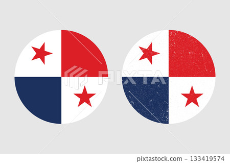 Panama Flag Circular Icons Clean & Grunge and Flat Design Basic Geometric Shapes Set. 133419574