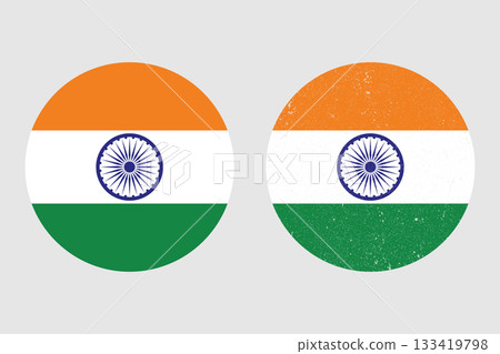 Flag of India. An illustration of the India round flag. A round flag. Flag icon. 133419798