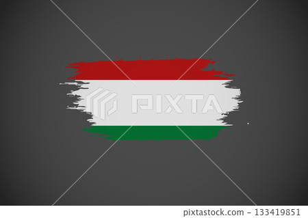Flag of Hungary with Artistic Brushstroke Effect. 133419851