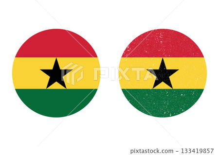 Flag of Ghana. An illustration of the Ghana round flag. A round flag. Flag icon. Flag of Ghana. An illustration of the Ghana round flag. A round flag. Flag icon. 133419857