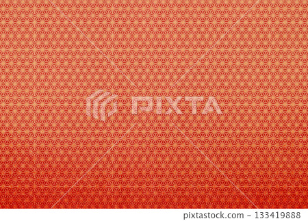 Background image 2 with a gradation of red fabric and a gold hemp leaf pattern 133419888