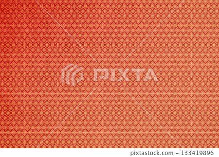 Background image 10 with a gradient of gold hemp leaf pattern on red fabric 133419896