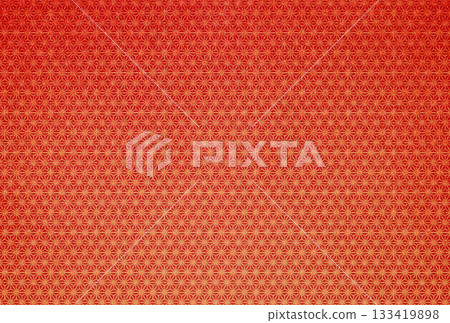 Background image 12 with a gradient of gold hemp leaf pattern on red fabric 133419898