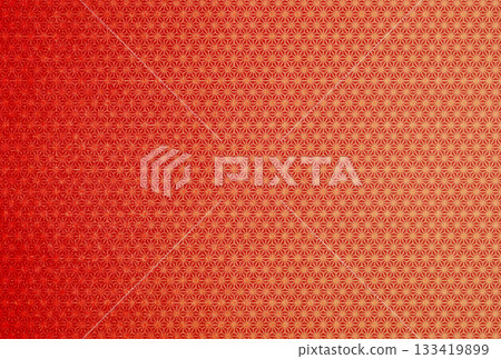 Background image 13 with a gradient of red fabric and a gold hemp leaf pattern 133419899