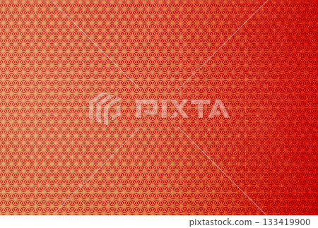 Background image 14 with a gradient of gold hemp leaf pattern on red fabric 133419900