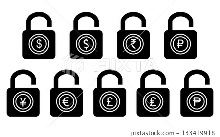 Fixed price lock icon. Price locked icon symbol. Secure payment icon. Fixed price lock icon. Price locked icon symbol. Secure payment icon. 133419918