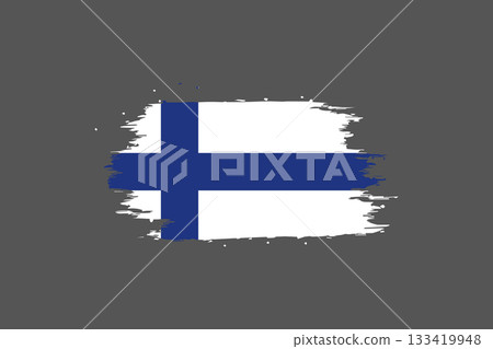 Finland Flag with Artistic Brushstroke Effect. 133419948