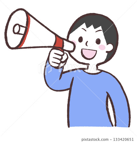 Illustration of a man using a loudspeaker 133420651